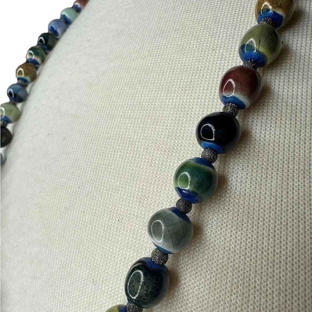 Beautiful colorful beaded necklace with ladybug charm